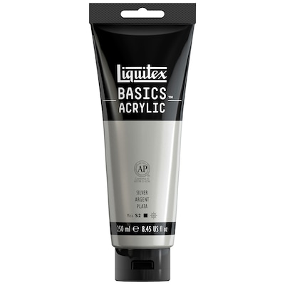 Liquitex BASICS Acrylic Paint Tube, Silver, 250 mL (LIQ4385052)