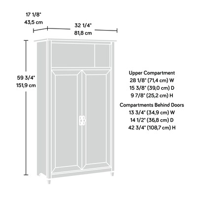 Sauder Edge Water 60"H Storage Cabinet with 5 Shelves, Chalked Chestnut (434766)