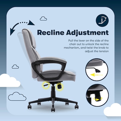 Serta Comfort Classic Ergonomic Velvet Fabric Swivel Executive Chair, Gray (CCHR10005A)