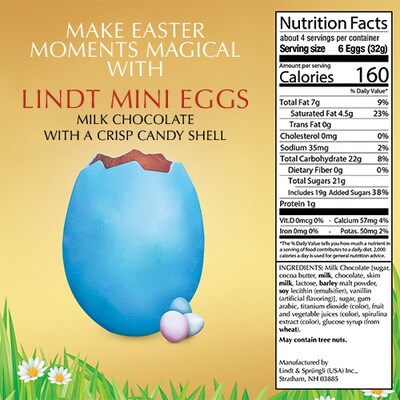 Lindt Mini Eggs Snack Size Milk Chocolate Eggs Pouch, 4.4 oz. (LAS42568)