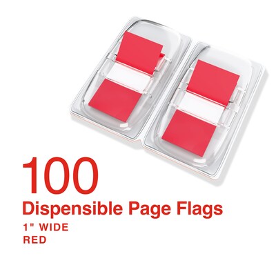 Stickies® 1 Red Flags with Pop-Up Dispenser, 100/Count, 2/Pack