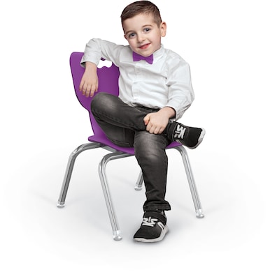 MooreCo 12 Hierarchy Student Chair with 4 Legs, Purple/Chrome Base (703673562577)