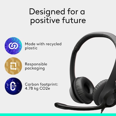 Logitech H390 USB-A Stereo Phone & Computer Headset, Black (981-001575)