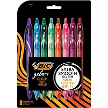 BIC Gel-ocity Quick Dry Retractable Gel Pens, Medium Point, 0.7mm, Assorted Ink, 8/Pack (RGLCGAP81-A
