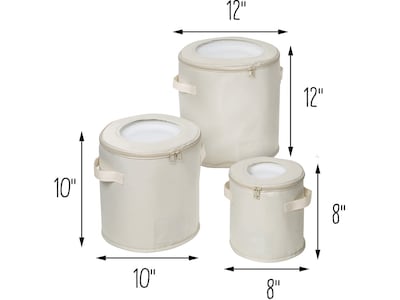 Honey-Can-Do Polyester Round Dinnerware Storage Cases, Natural, 3/Set (SFT-09234)