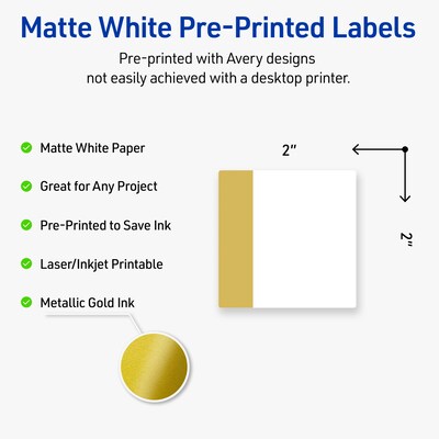 Avery Laser/Inkjet Square Multipurpose Labels, 2 x 2, White, 120/Pack (S00DJP)