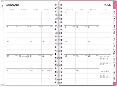 2025 Blue Sky Orchid 5" x 8" Weekly & Monthly Planner, Plastic Cover, White/Pink (142084-25)
