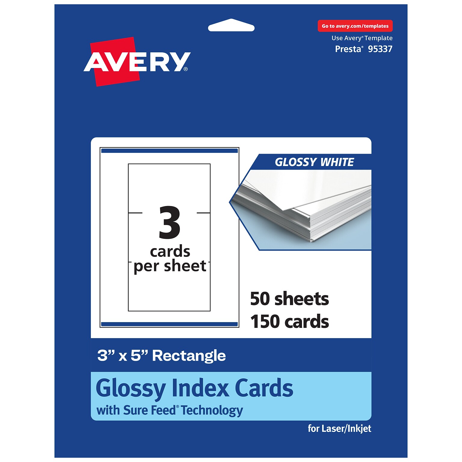 Avery Integrated Cards, 3 x 5, Glossy White, 150/Box (95337)