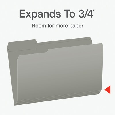 Pendaflex Heavy Duty File Folder, 1/3-Cut Tab, Assorted, Legal Size, Gray, 100/Box (1007032)