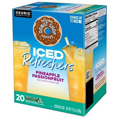 The Original Donut Shop Iced Refreshers Pineapple Passion Fruit, Keurig® K-Cup® Pods, 80/Carton (5000379381CT)
