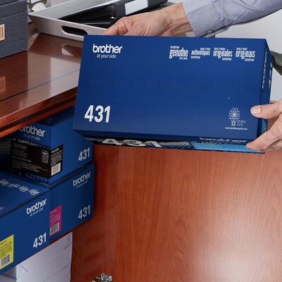 Brother TN431 Black/Cyan/Magenta/Yellow Standard Yield Toner Cartridges, 4/Pack