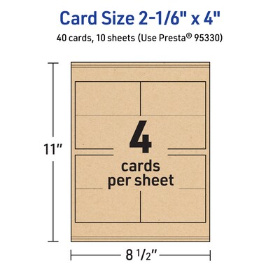Avery Matte General Use Blank Cards, Kraft Brown, 40/Pack (95330)