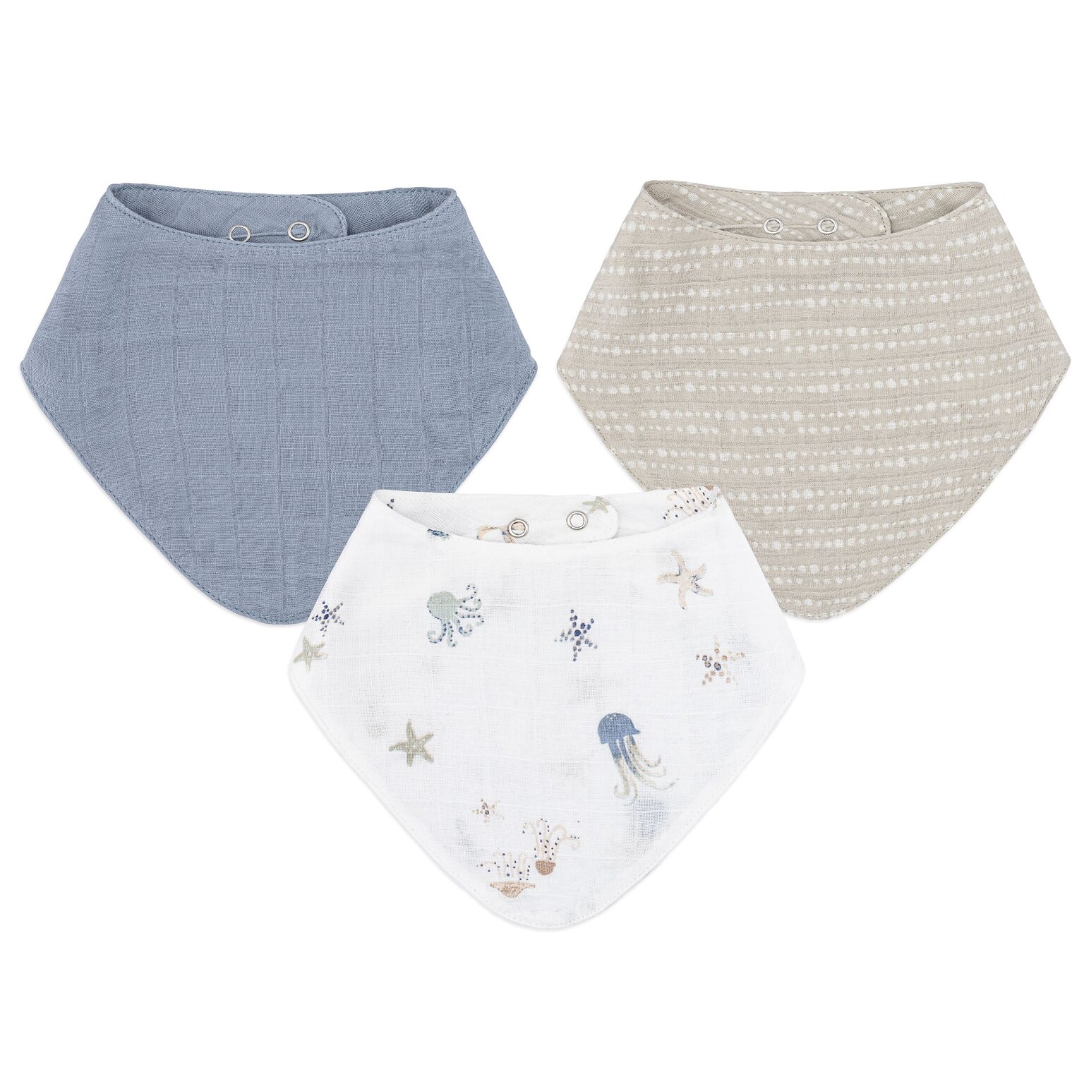 Crane Baby Cove Muslin Bib Set, 3-Piece, Sea Life (BC-160BS-2)