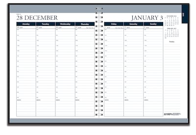 2027 House of Doolittle 8.5" x 11" Weekly & Monthly Standard Planner, Faux Leather Cover, Black/Blue (28302-27)