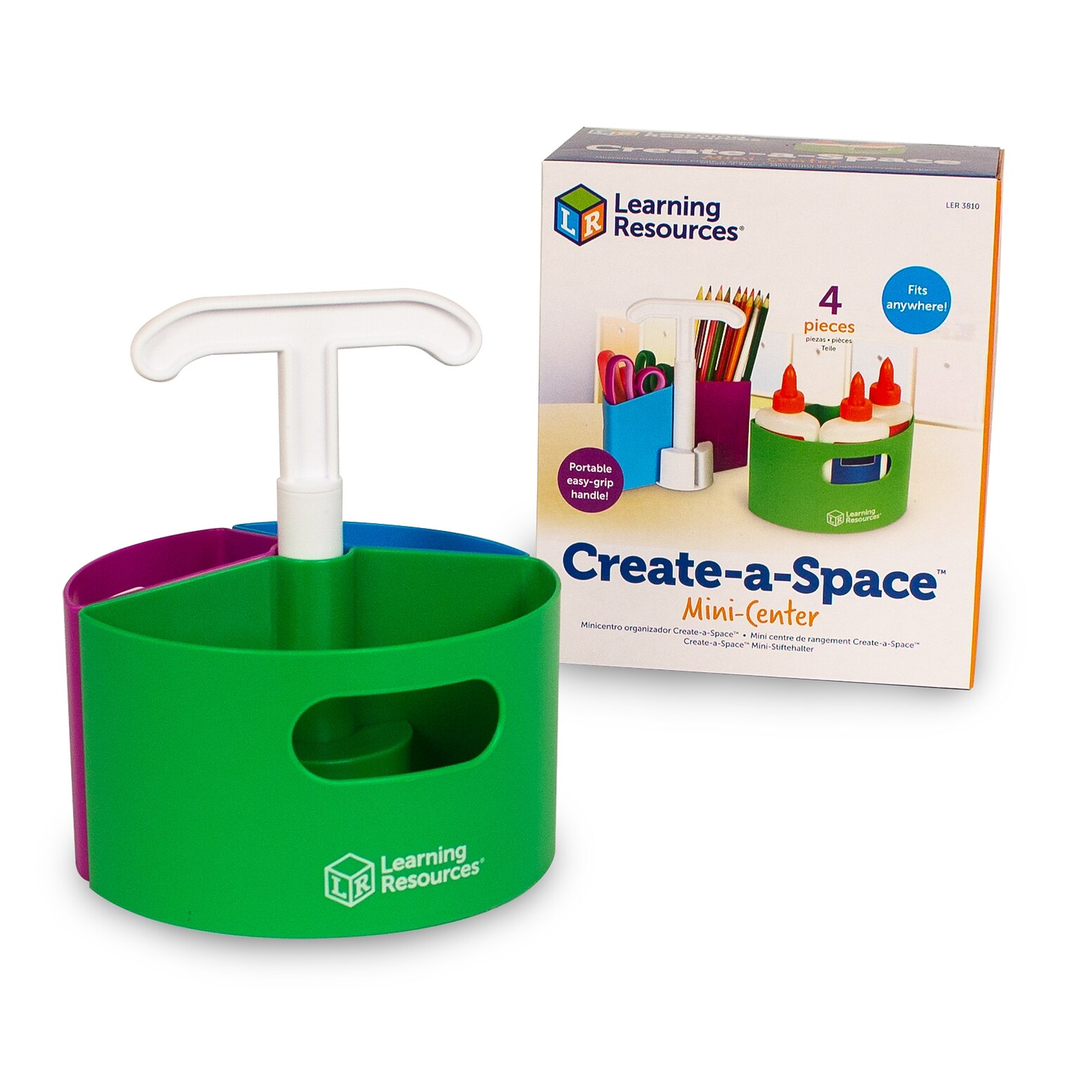 Learning Resources Create-a-Space 3-Compartment Plastic Storage, Assorted Colors (LER3810)