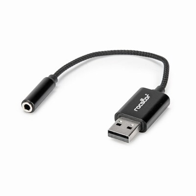 Rocstor USB Type-A to 3.5mm Audio Adapter, Male, Black (Y10A346-B1)