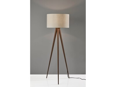 Adesso Director 60.25" Walnut Floor Lamp with Off-White Drum Shade (6424-15)