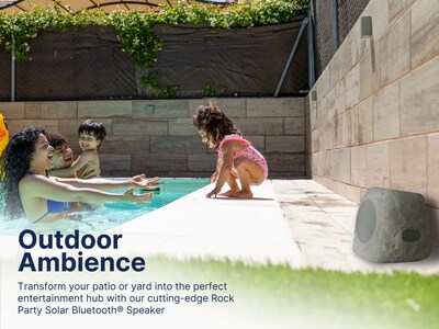 Emerson Bluetooth Outdoor Rock Speaker with Solar Charging, Waterproof, Light Gray (ERS-1002)