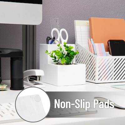 Mind Reader 2-Compartment Desk Organizer, White (PLANDORG-WHT)