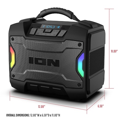 ION Tailgater TD Wireless Bluetooth Portable Speaker with TWS, Lights & FM/USB/Aux, Water Resistant, Black (TAILGATERTDXUS)