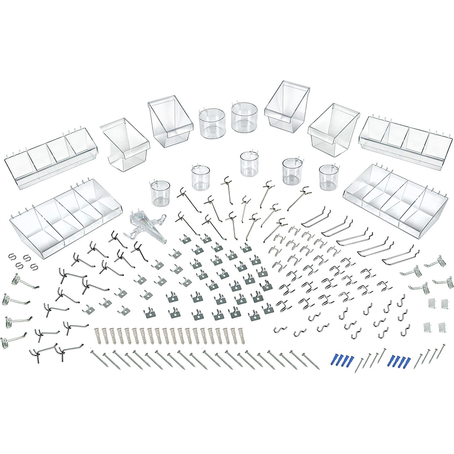 Azar 211-Piece Pegboard Organizer Accessory Kit, Clear/Silver, Each (900960)