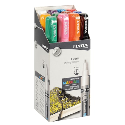 Lyra Graduate Mark All Water-Based Marker, Assorted Colors, 0.7mm XS Tip, 12/Pack (LYXL6801120)