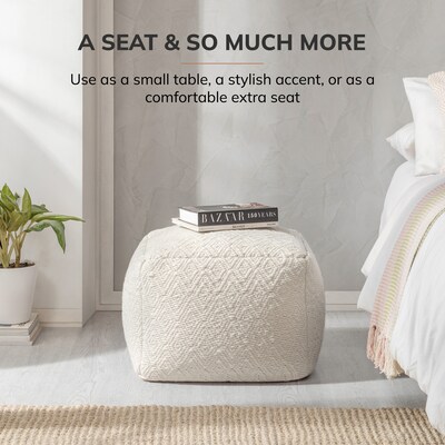 Anji Mountain Cherokee Ivory Fabric Rectangular Pouf Ottoman (AMBPF153-2014)