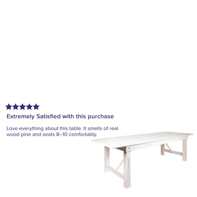 Flash Furniture HERCULES Series 108" Folding Farm Dining Table, Rustic White (XAF108X40WH)