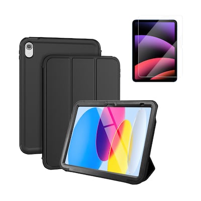 CODi iPad Essentials Bundle: Protective Folio Case 11 (A16)/ 10.9 (10th Gen) + Screen Protector, Black  (TK000007)
