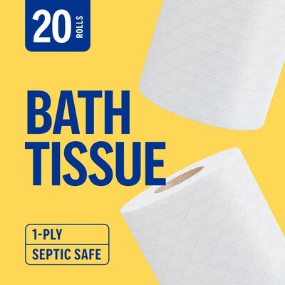 Perk™ Septic Safe Toilet Paper, 1-ply, White, 1000 Sheets/Roll, 20 Rolls/Pack (PK55153)