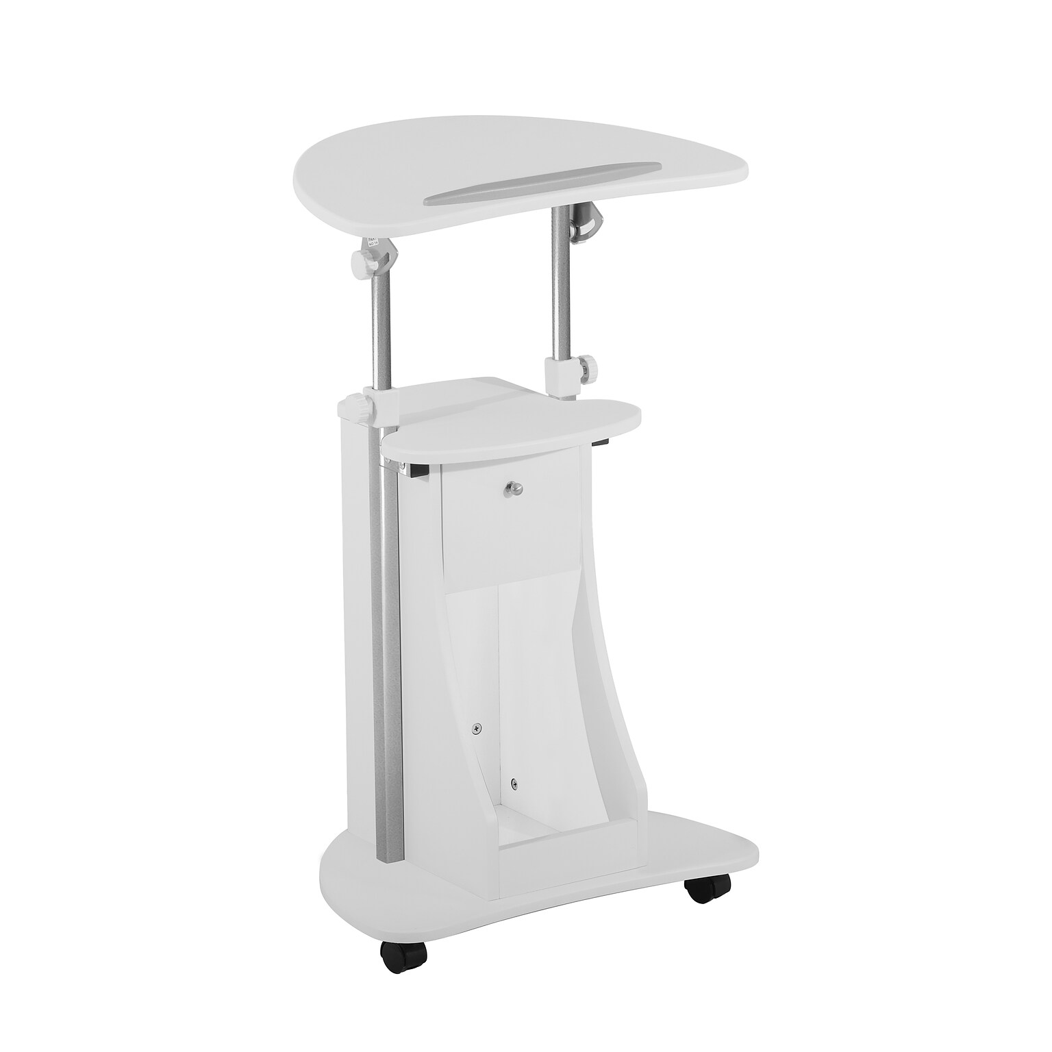 Techni Mobili 22W Manual Adjustable Standing Laptop Cart, White (RTA-B005-WHT)