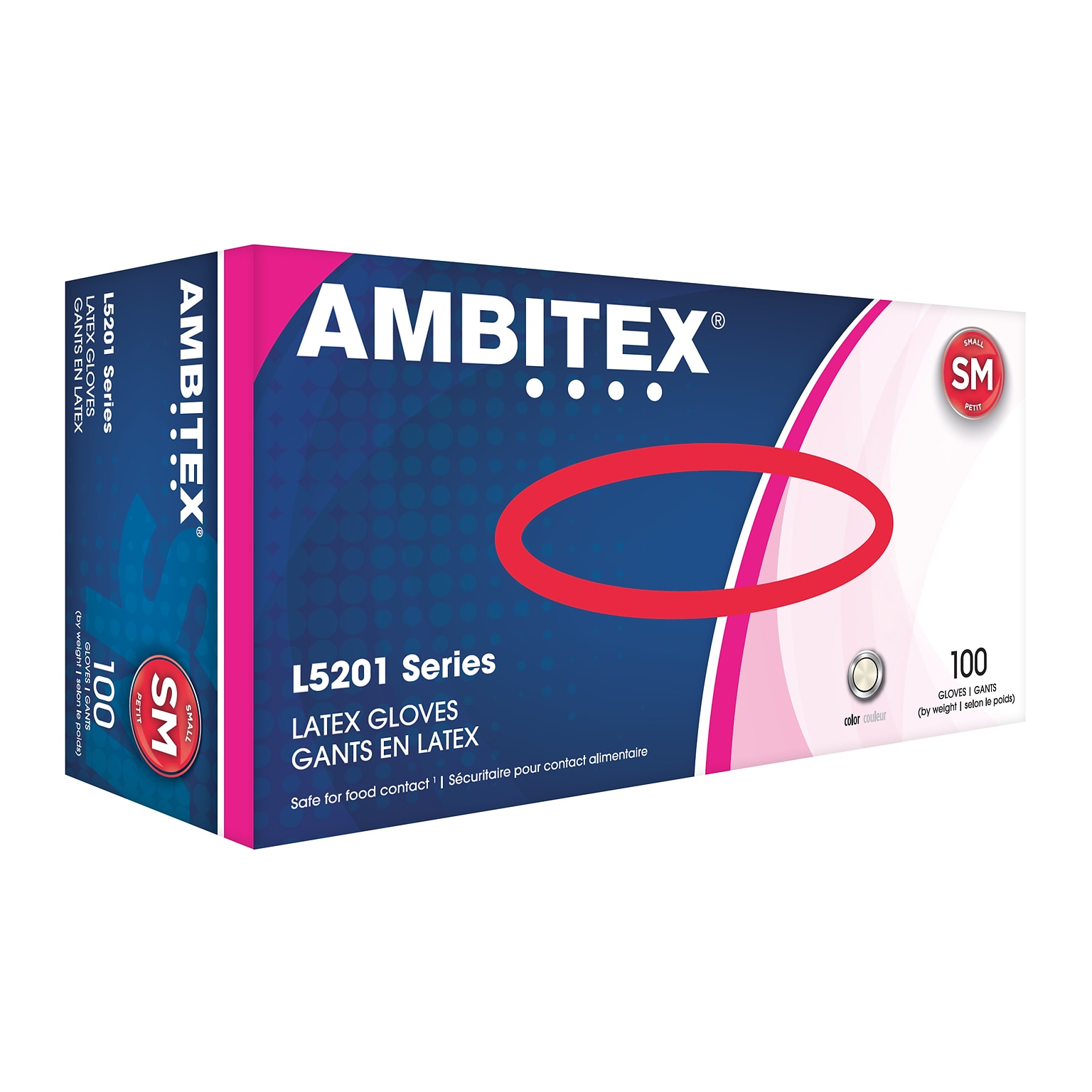 Ambitex L5201 Series Powder-Free Cream Latex Gloves, Small, 100/Box, 10 Boxes/Carton (LSM5201)