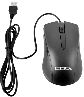 CODi Wired Ambidextrous Optical Desktop Mouse, Black  (A05017)