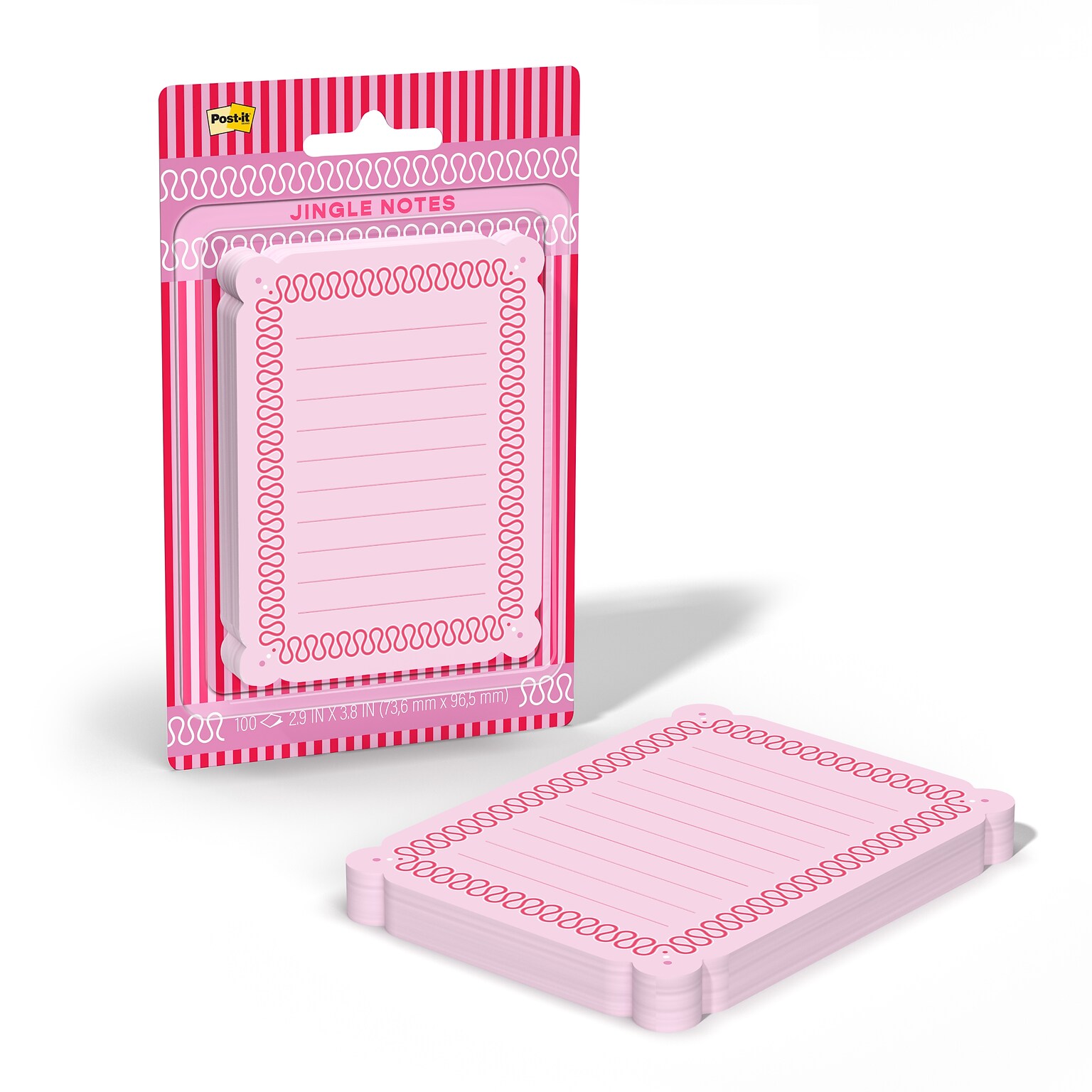 Post-it Jingle List Sticky Notes, 4 x 4, Holiday Theme, Pink, 100 Sheets/Pad (HOL26-JN-LST)