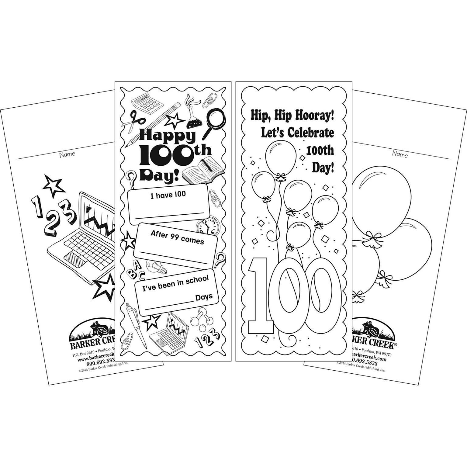 Barker Creek Celebrate 100th Day Bookmark Set, 60/Pack (LL2199)