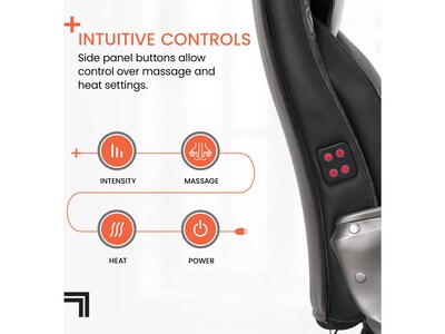 Sharper Image S-600 Active Lumbar Heated Ergonomic Bonded Leather Swivel Executive Massage Chair, Black (60098-BLK)