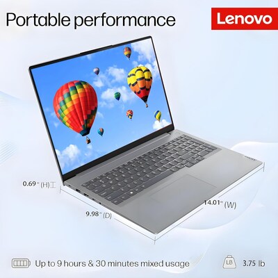 Lenovo ThinkBook 16 G6 16" Touchscreen Laptop, Intel Core i7-1355U, 16GB RAM, 1TB SSD, Windows 11 Pro, Silver (21KH00U2US-N)