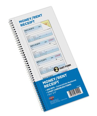 Cosco 2-Part Carbonless Receipts, 5.25 x 11, 200 Sets/Book (074049)