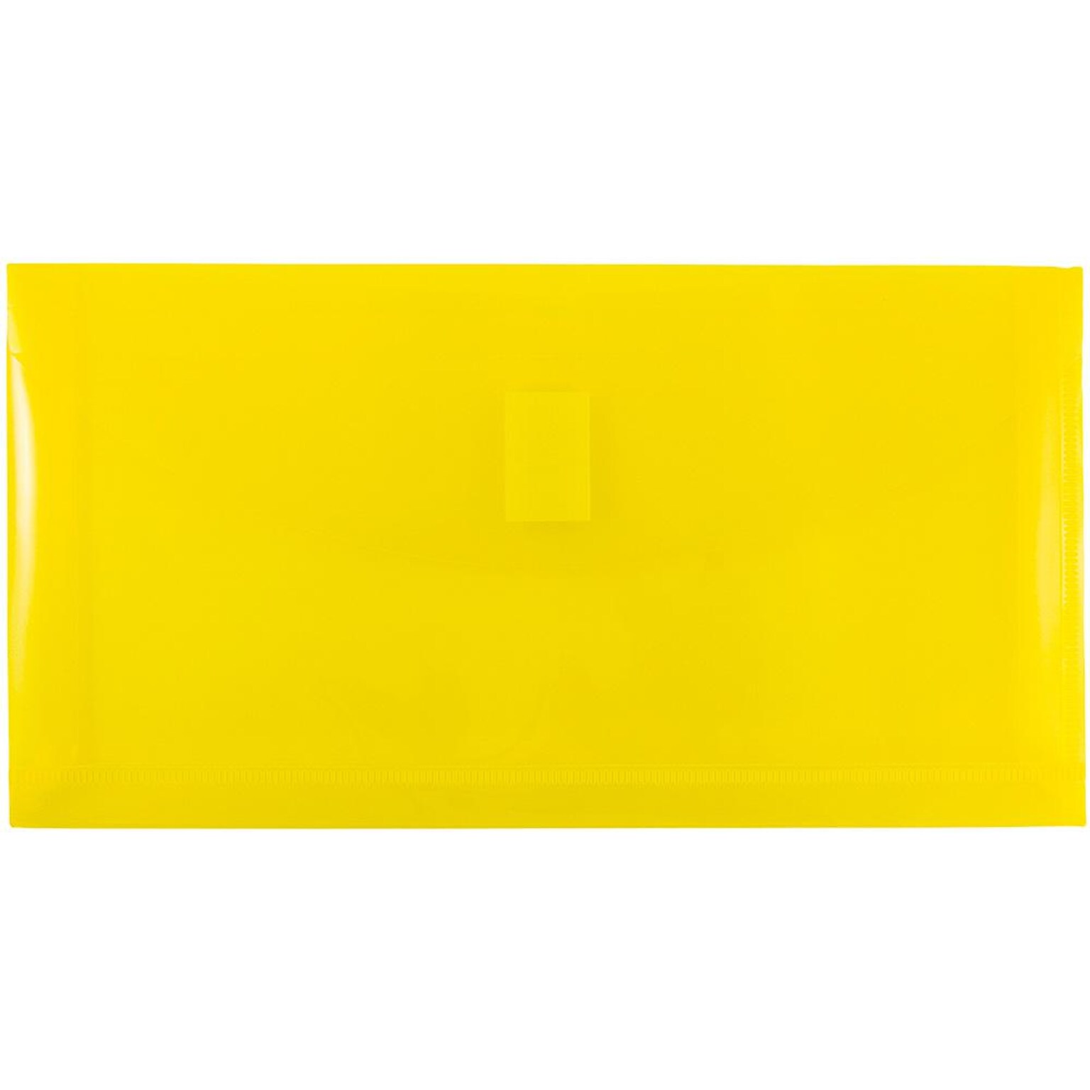 JAM Paper Premium Plastic Filing Envelope with Hook & Loop Closure, Yellow, 3/Pack (921V1YEX3)