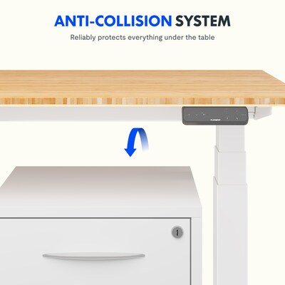 FlexiSpot E7COMMERCIAL 48''W Electric Height Adjustable Standing Desk, Bamboo/White (E7WCOM4824-LBZB)