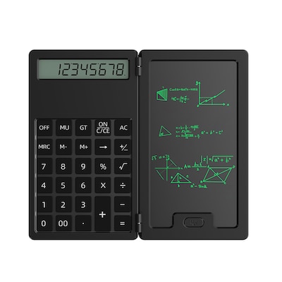 SaharaCase Scientific Calculator with 5-Inch LCD Writing Tablet, 12-Digit Foldable Calculator, Black, (KB77)