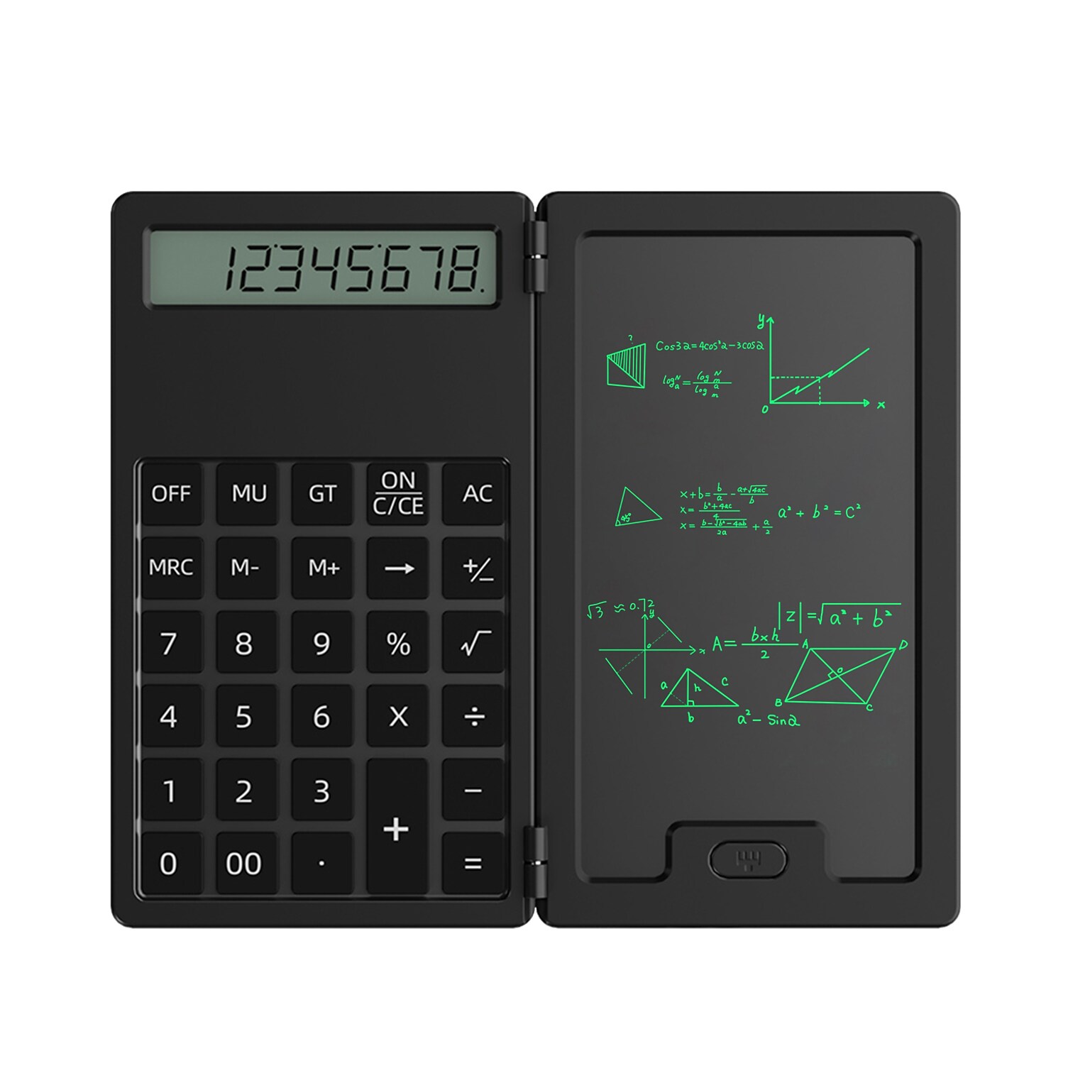 SaharaCase Scientific Calculator with 5-Inch LCD Writing Tablet, 12-Digit Foldable Calculator, Black, (KB77)