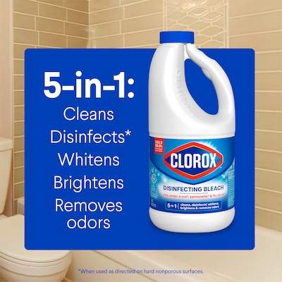 Clorox Disinfecting Bleach, HE Compatible, 43 fl. oz. (32260)