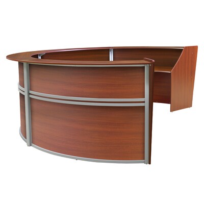 Regency Marque 142"W Curved Reception Desk Workstation, Cherry (77294CH)
