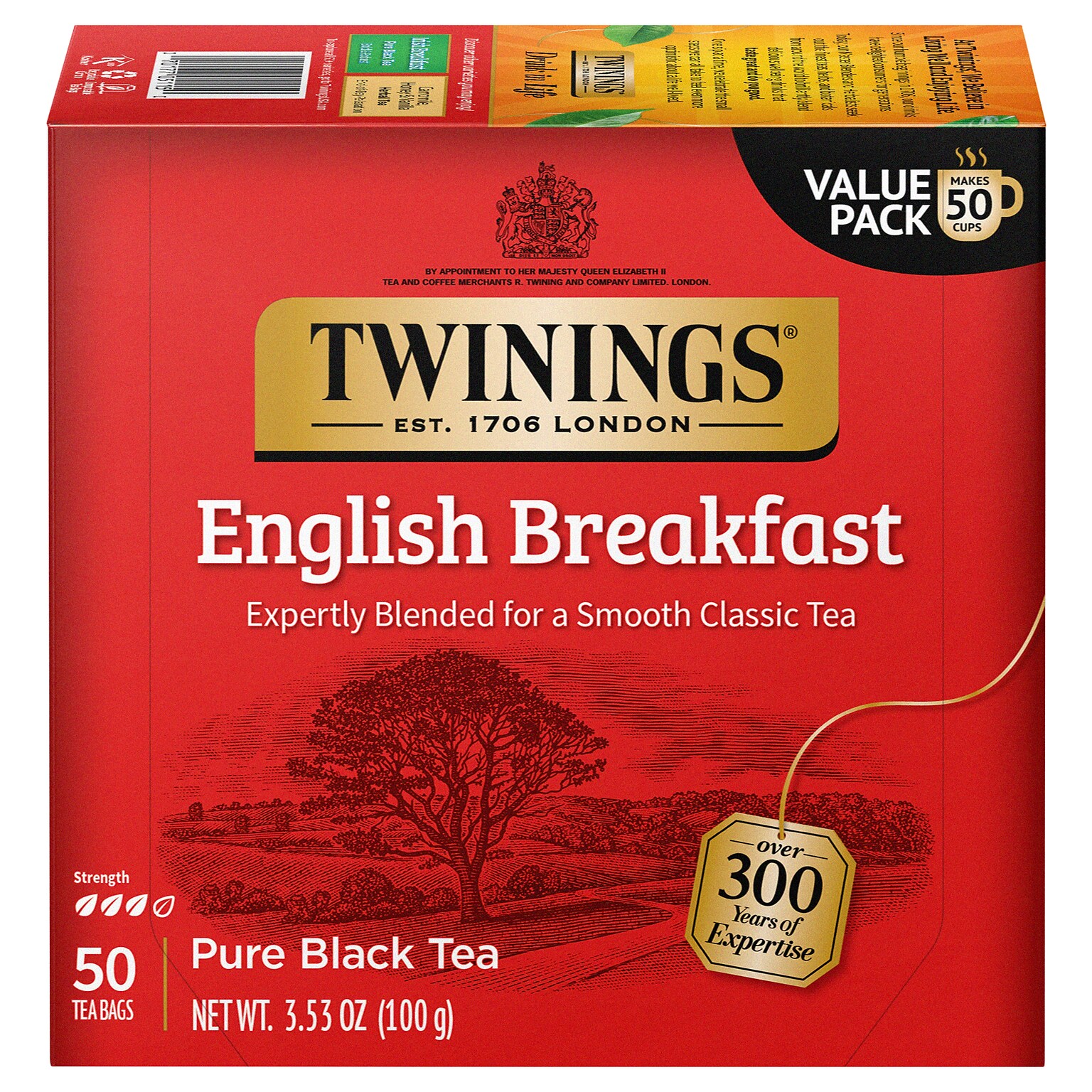 Twinings English Breakfast Black Tea Bags, 50/Box (F05331)