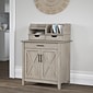 Bush Furniture Key West Secretary Desk with Keyboard Tray and Storage Cabinet, Washed Gray (KWS132WG-03)