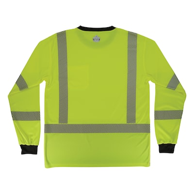 Ergodyne GloWear 8371BK High Visibility Long Sleeve Black Bottom T-Shirt, ANSI Type R Class 3, Lime, 4XL (22298)
