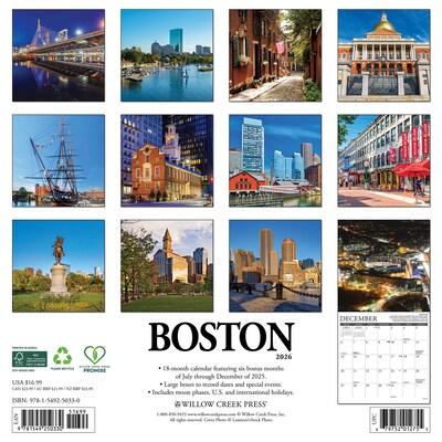 2026 Willow Creek Boston 12 x 12 Monthly Wall Calendar (50330)