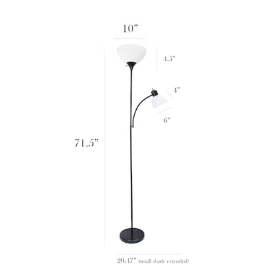 Simple Designs 71.5" Floor Lamp with Dome Shades, Black, 2/Pack (LF2000-BLK-2PK)