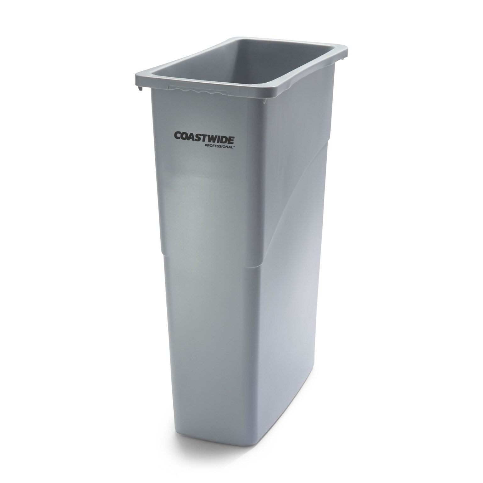 Coastwide Professional™ Slim Plastic Trash Can with no Lid, Gray, 23 Gal. (CW50717)